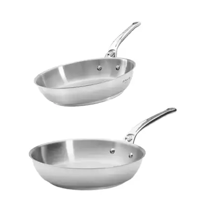 Lot 2 poêles inox Milady De Buyer 24 et 28 cm