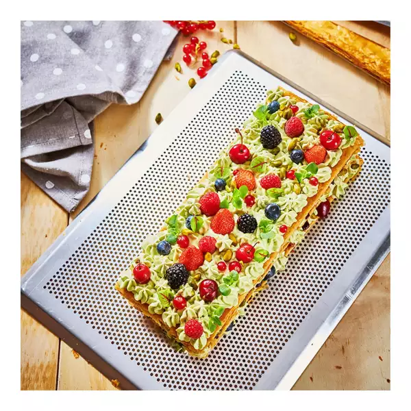 Plaque de cuisson inox perforée De Buyer 40 x 30 cm