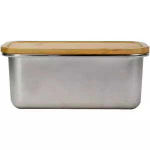 140x65 - Boîte en Inox Compatible Micro-Ondes avec couvercle bambou Yoko Design 1 litre