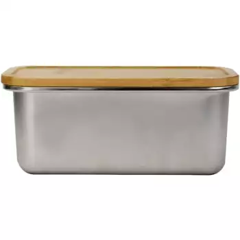 Boîte en Inox Compatible Micro-Ondes avec couvercle bambou Yoko Design 1 litre