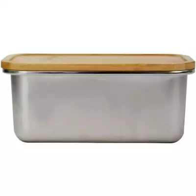 Boîte en Inox Compatible Micro-Ondes avec couvercle bambou Yoko Design 1 litre