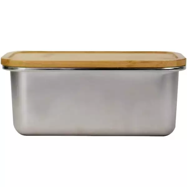 Boîte en Inox Compatible Micro-Ondes avec couvercle bambou Yoko Design 1 litre