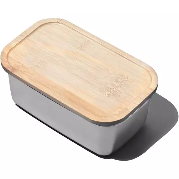 Boîte en Inox Compatible Micro-Ondes avec couvercle bambou Yoko Design 1 litre