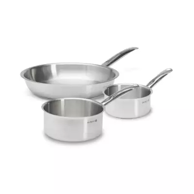 Trio Prim'Appety casserole 16 cm 20 cm et poêle 28 cm inox De Buyer
