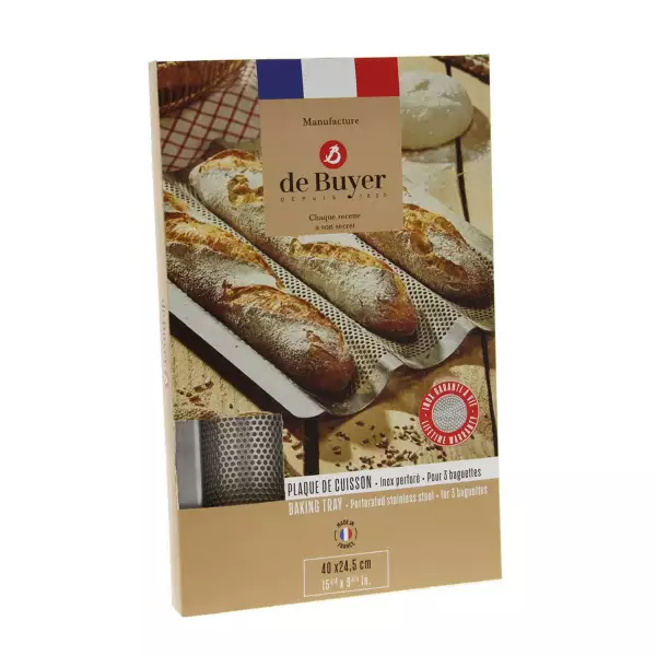 Plaque de Cuisson Perforée Inox 3 Baguettes De Buyer
