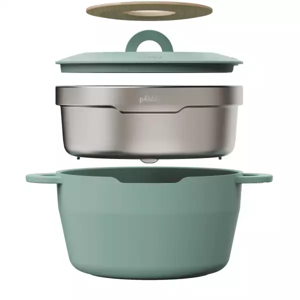 Cocotte céramique multifonction Pebbly vert mint sage