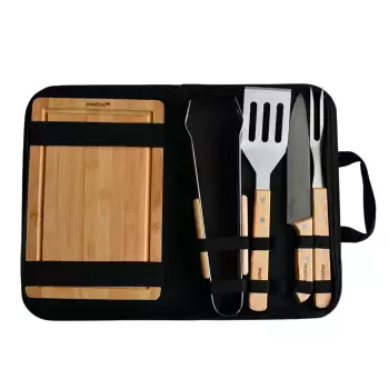 Malette barbecue compacte 4 ustensiles avec planche Mastrad