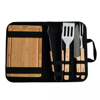 Malette barbecue compacte 4 ustensiles avec planche Mastrad