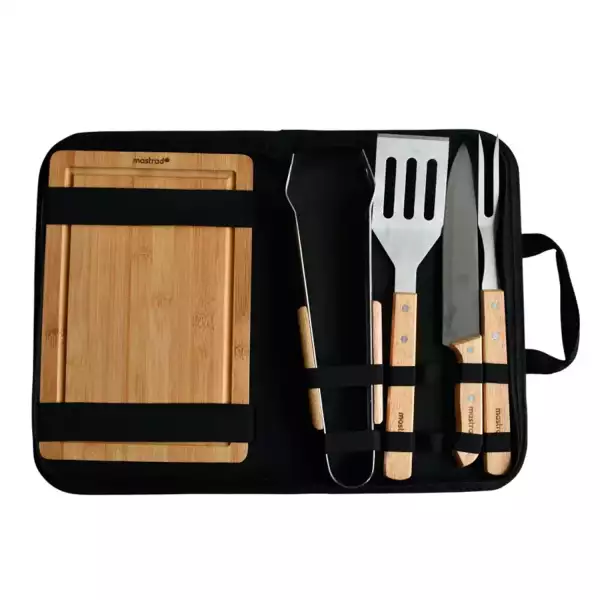 Malette barbecue compacte 4 ustensiles avec planche Mastrad