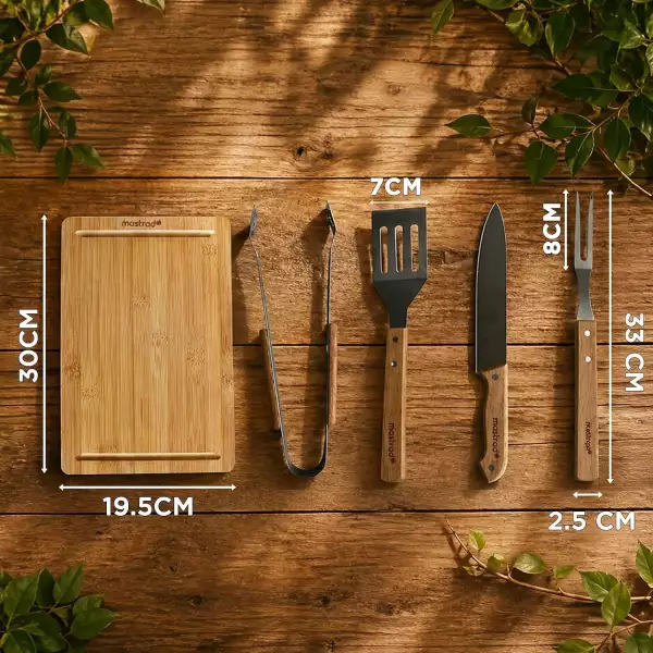 Malette barbecue compacte 4 ustensiles avec planche Mastrad