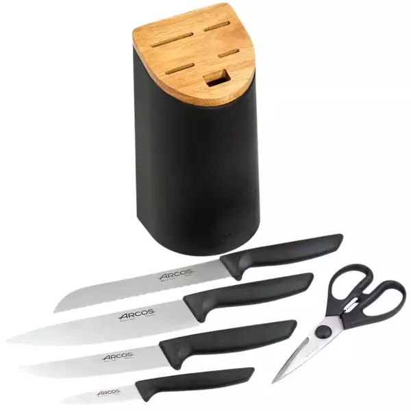 Bloc Couteaux 6 pièces Niza Arcos noir