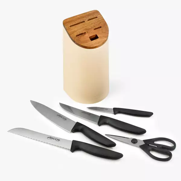 Bloc Couteaux 6 pièces Niza Arcos beige