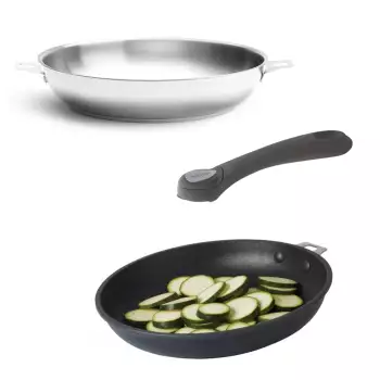 Lot Poêle Twisty inox + Poêle Choc Intense amovible anti-adhésive De Buyer