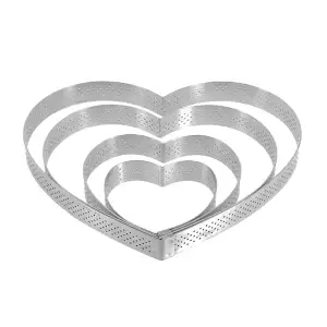 140x111 - Cercle à Tarte Perforé Forme Coeur Inox De Buyer